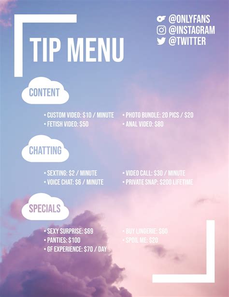 onlyfans tip menu|How to Make Your Perfect OnlyFans Tip Menu